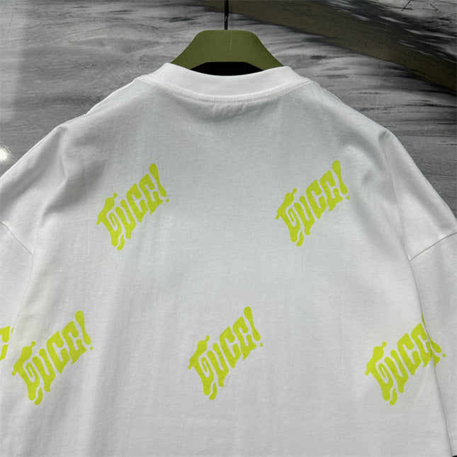 Gucci 2025SS Allover Neon Logo Print T-Shirt – Top Version