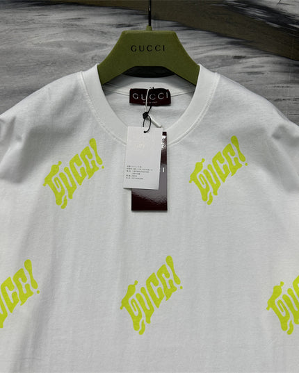 Gucci 2025SS Allover Neon Logo Print T-Shirt – Top Version