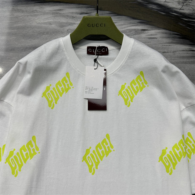 Gucci 2025SS Allover Neon Logo Print T-Shirt – Top Version