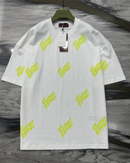 Gucci 2025SS Allover Neon Logo Print T-Shirt – Top Version
