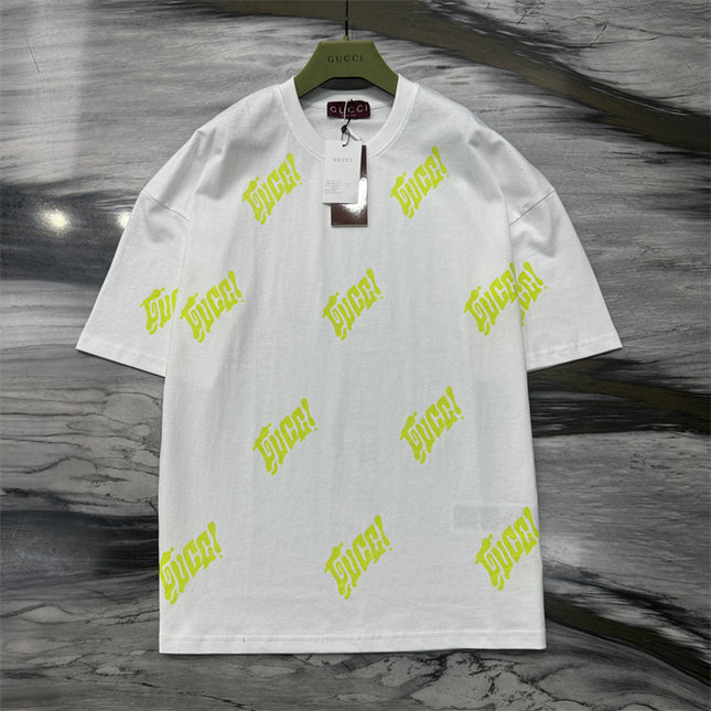 Gucci 2025SS Allover Neon Logo Print T-Shirt – Top Version