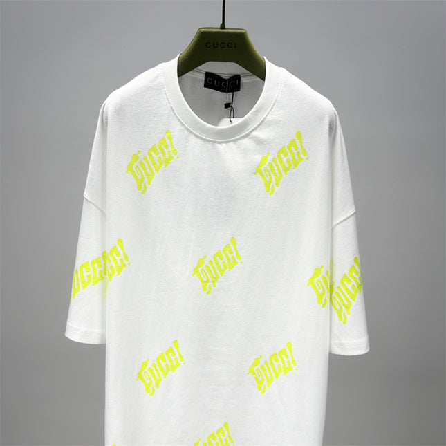 Gucci 2025SS Allover Neon Logo Print T-Shirt – Top Version