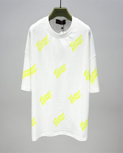 Gucci 2025SS Allover Neon Logo Print T-Shirt – Top Version