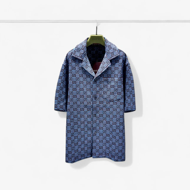 Gucci 2025SS Blue Grid GG Pattern Shirt – Top Version