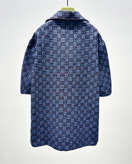 Gucci 2025SS Blue Grid GG Pattern Shirt – Top Version
