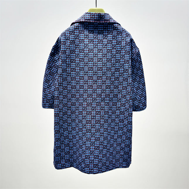 Gucci 2025SS Blue Grid GG Pattern Shirt – Top Version