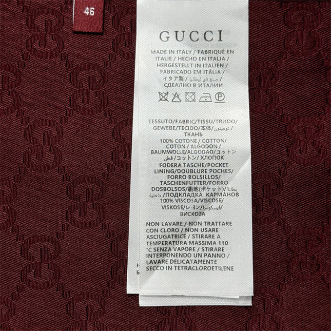 Gucci 2025SS Burgundy Jacquard Monogram Shirt – Top Version