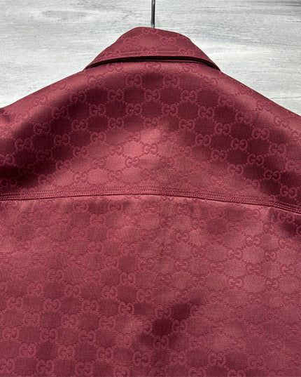 Gucci 2025SS Burgundy Jacquard Monogram Shirt – Top Version