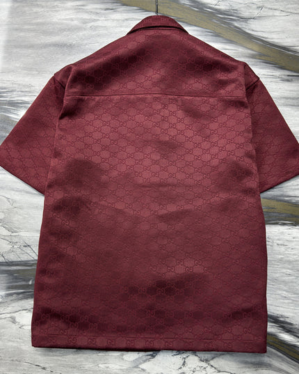 Gucci 2025SS Burgundy Jacquard Monogram Shirt – Top Version