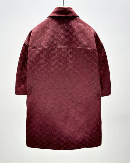 Gucci 2025SS Burgundy Jacquard Monogram Shirt – Top Version