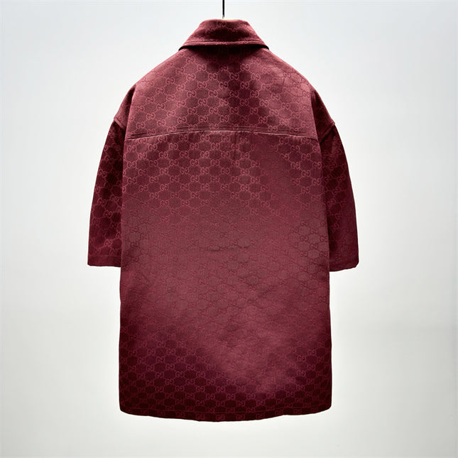 Gucci 2025SS Burgundy Jacquard Monogram Shirt – Top Version