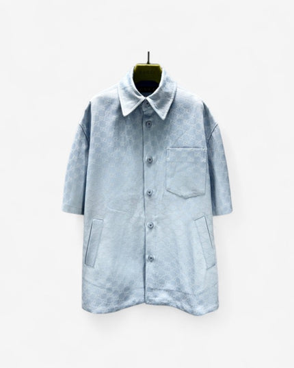 Gucci 2025SS Light Blue Jacquard Monogram Shirt – Top Version