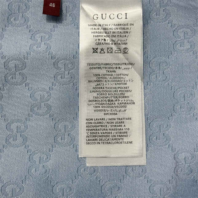 Gucci 2025SS Light Blue Jacquard Monogram Shirt – Top Version