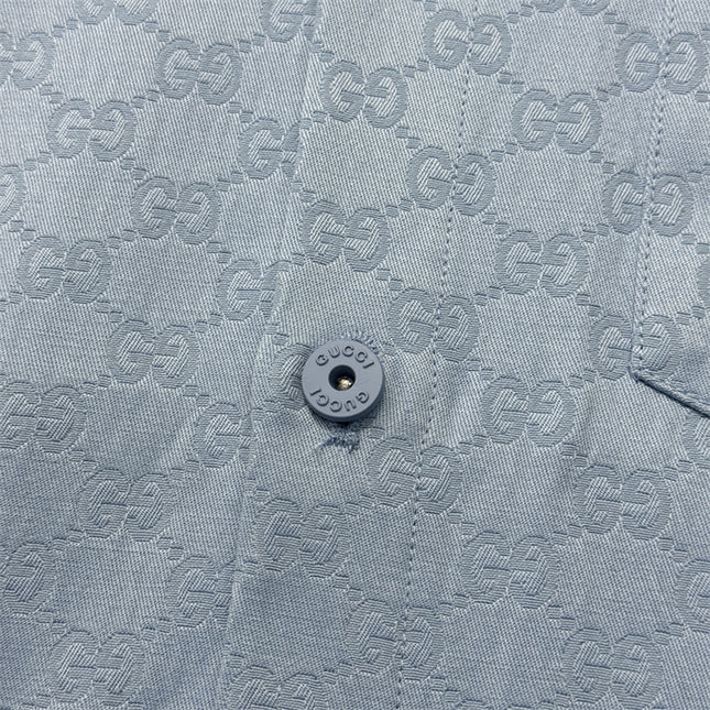 Gucci 2025SS Light Blue Jacquard Monogram Shirt – Top Version
