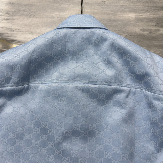 Gucci 2025SS Light Blue Jacquard Monogram Shirt – Top Version