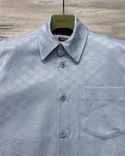 Gucci 2025SS Light Blue Jacquard Monogram Shirt – Top Version