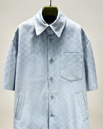 Gucci 2025SS Light Blue Jacquard Monogram Shirt – Top Version
