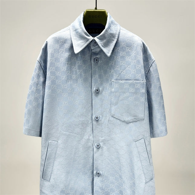 Gucci 2025SS Light Blue Jacquard Monogram Shirt – Top Version