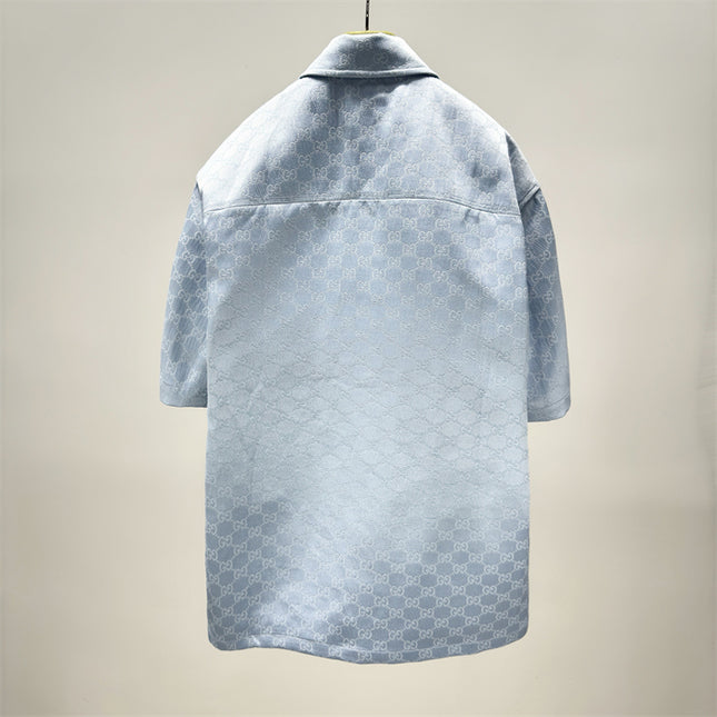 Gucci 2025SS Light Blue Jacquard Monogram Shirt – Top Version