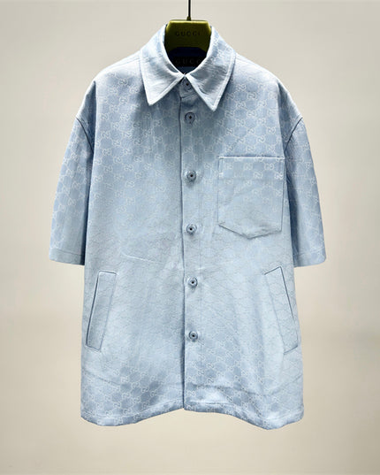 Gucci 2025SS Light Blue Jacquard Monogram Shirt – Top Version