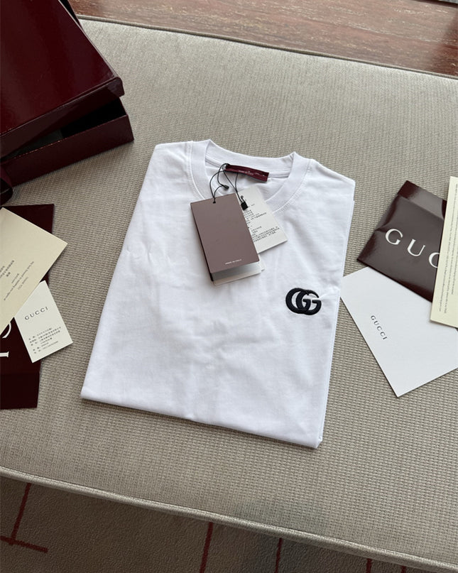 Gucci 2025SS Minimal GG Logo White T-Shirt – Top Version
