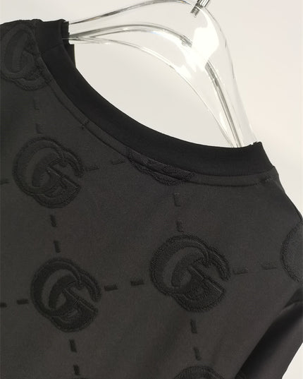 Gucci 2025SS Monogram Embossed Black T-Shirt