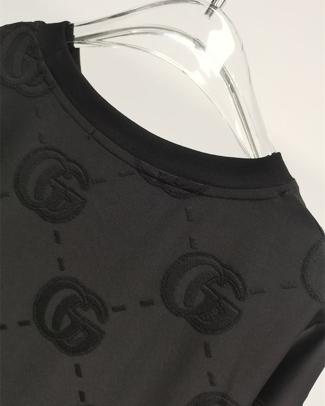 Gucci 2025SS Monogram Embossed Black T-Shirt