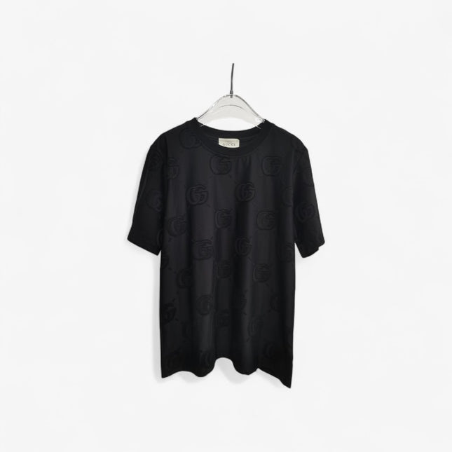Gucci 2025SS Monogram Embossed Black T-Shirt
