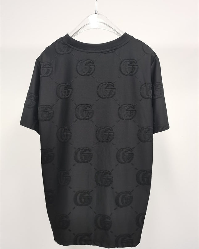 Gucci 2025SS Monogram Embossed Black T-Shirt