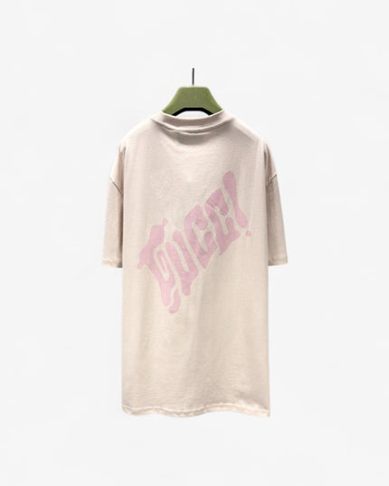Gucci 2025SS Pastel Pink Logo Backprint T-Shirt