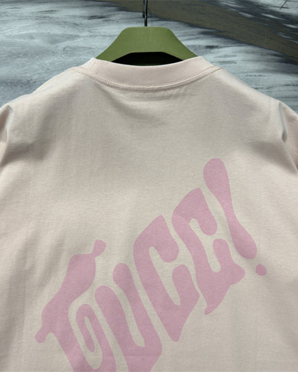Gucci 2025SS Pastel Pink Logo Backprint T-Shirt