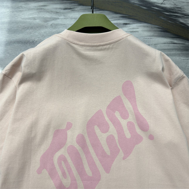 Gucci 2025SS Pastel Pink Logo Backprint T-Shirt