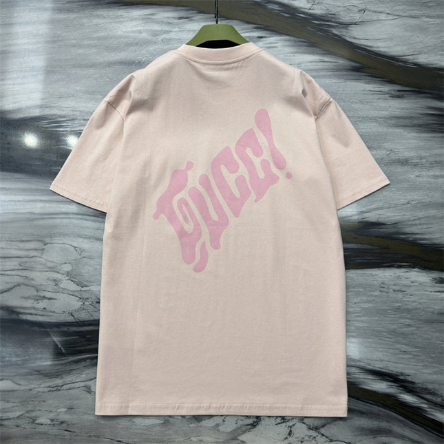 Gucci 2025SS Pastel Pink Logo Backprint T-Shirt