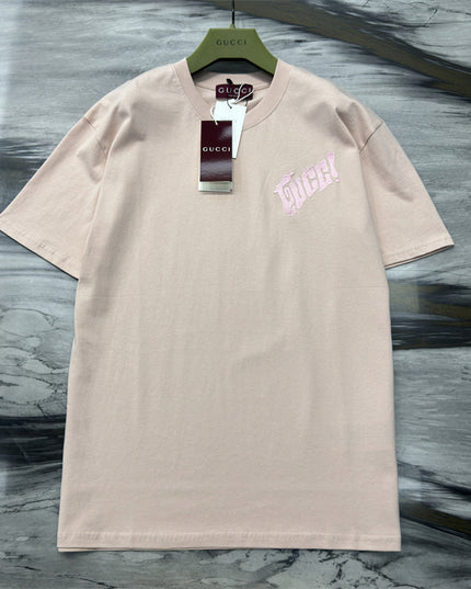 Gucci 2025SS Pastel Pink Logo Backprint T-Shirt