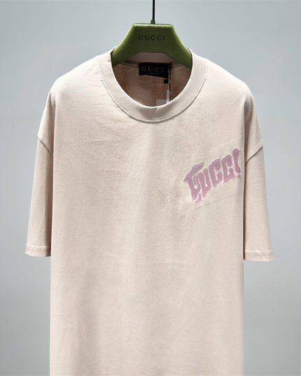 Gucci 2025SS Pastel Pink Logo Backprint T-Shirt