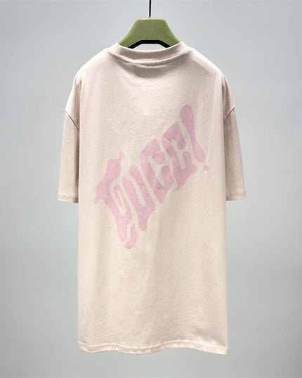 Gucci 2025SS Pastel Pink Logo Backprint T-Shirt