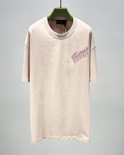 Gucci 2025SS Pastel Pink Logo Backprint T-Shirt