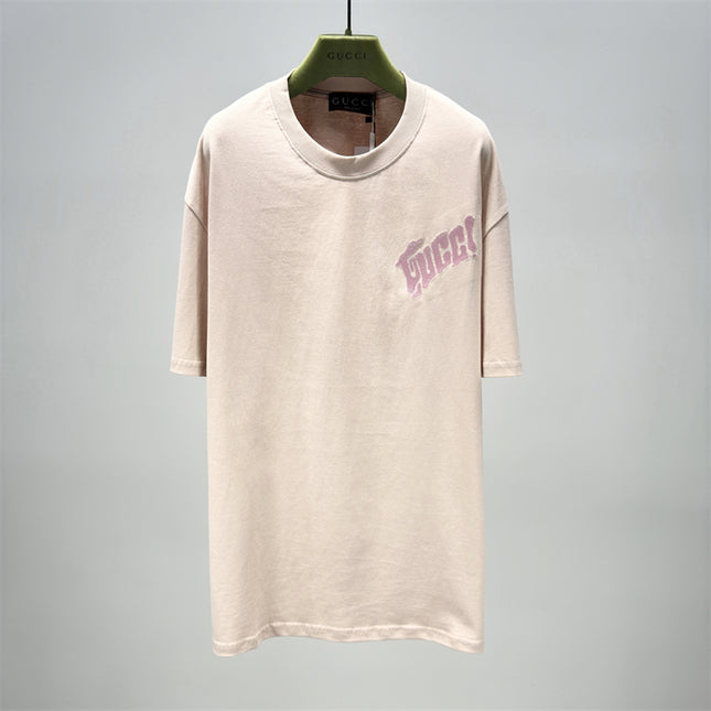 Gucci 2025SS Pastel Pink Logo Backprint T-Shirt