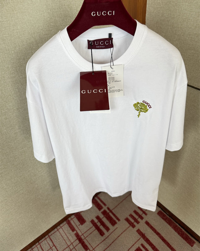Gucci 2025SS Rose Crest Embroidered T-Shirt – Top Version