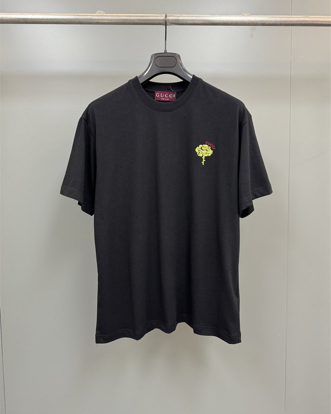 Gucci 2025ss Black Rose Crest T-shirt – Top Version