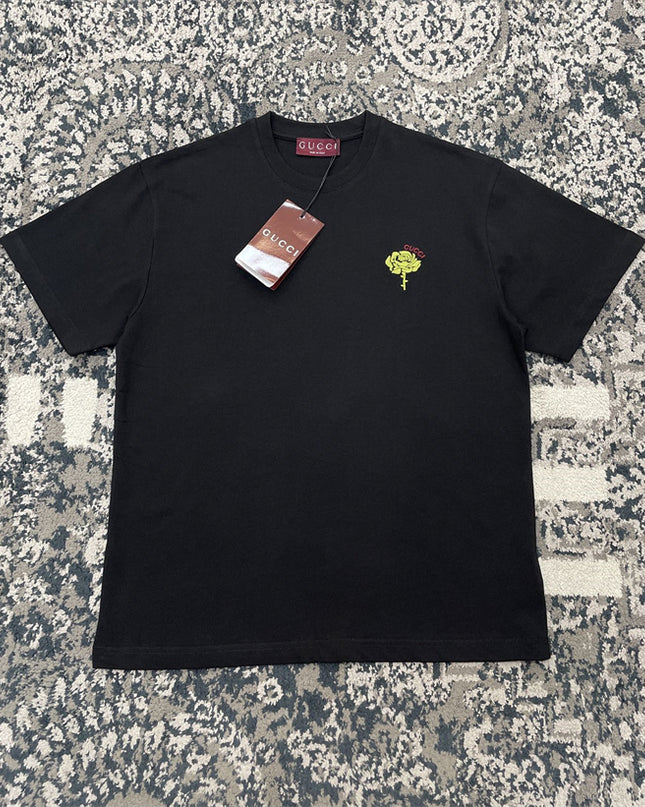 Gucci 2025ss Black Rose Crest T-shirt – Top Version