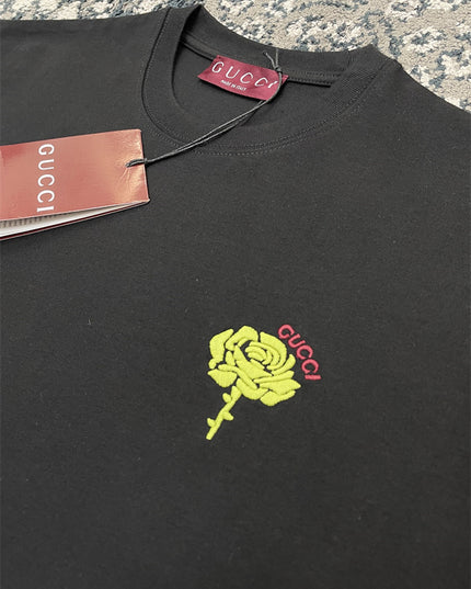 Gucci 2025ss Black Rose Crest T-shirt – Top Version