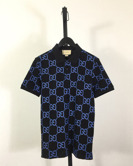 Gucci 2025ss Blue Gg Monogram Polo Shirt – Top Version