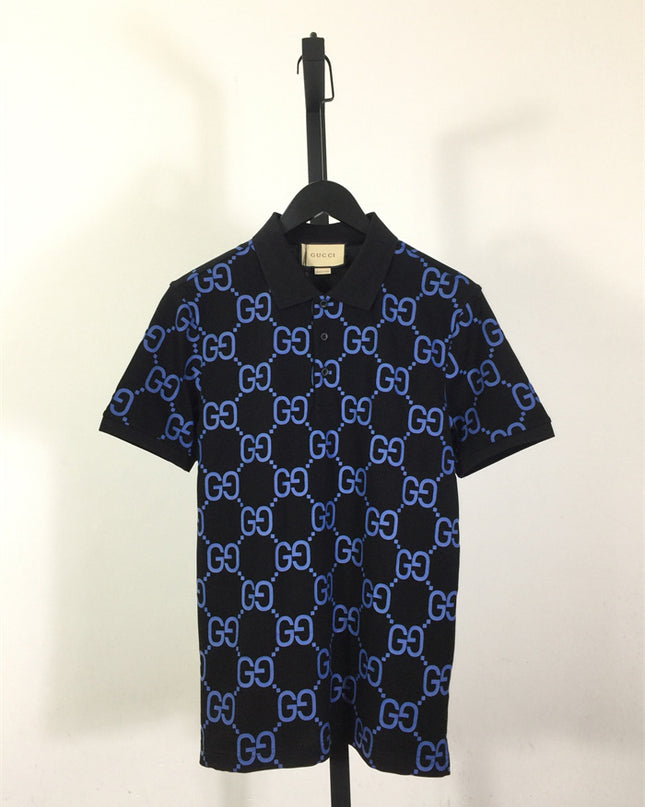 Gucci 2025ss Blue Gg Monogram Polo Shirt – Top Version