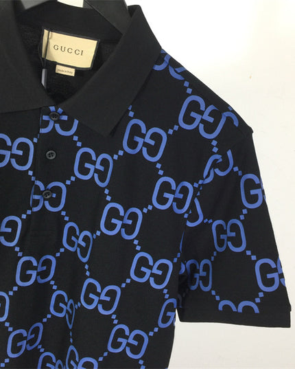 Gucci 2025ss Blue Gg Monogram Polo Shirt – Top Version
