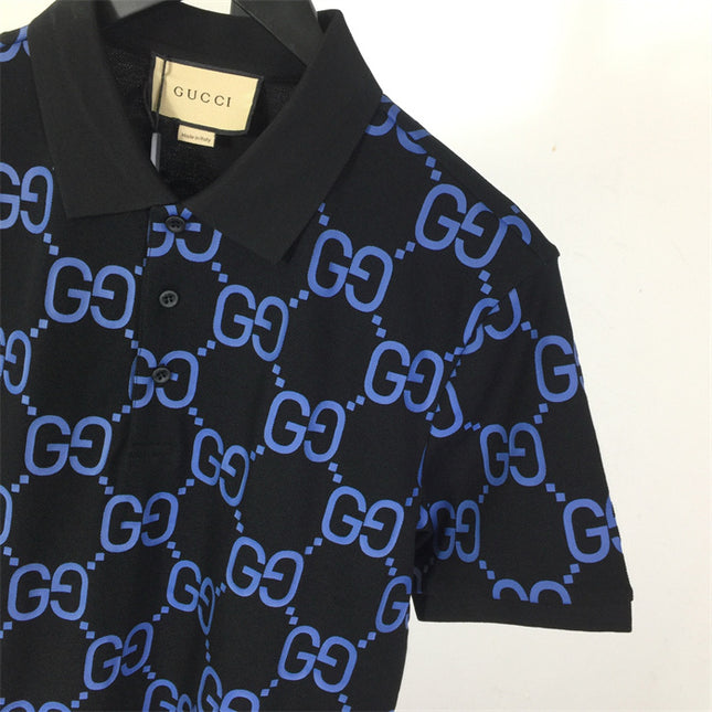 Gucci 2025ss Blue Gg Monogram Polo Shirt – Top Version