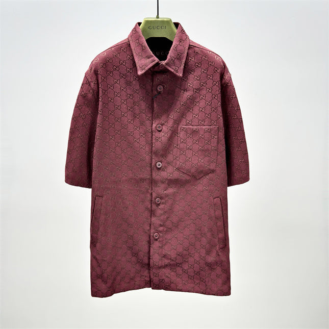 Gucci 2025ss Burgundy Gg Overshirt – Top Version