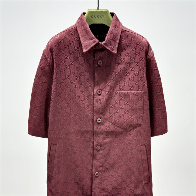 Gucci 2025ss Burgundy Gg Overshirt – Top Version