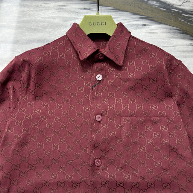 Gucci 2025ss Burgundy Gg Overshirt – Top Version