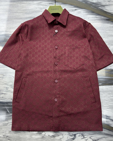 Gucci 2025ss Burgundy Gg Overshirt – Top Version